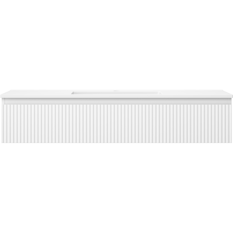 Mexen Rivel Badezimmerschrank 120 cm mit Waschbecken Otis, 1 Schublade, geriffelt, weiß matt - 91A20-12023-1-BF01-W18M01