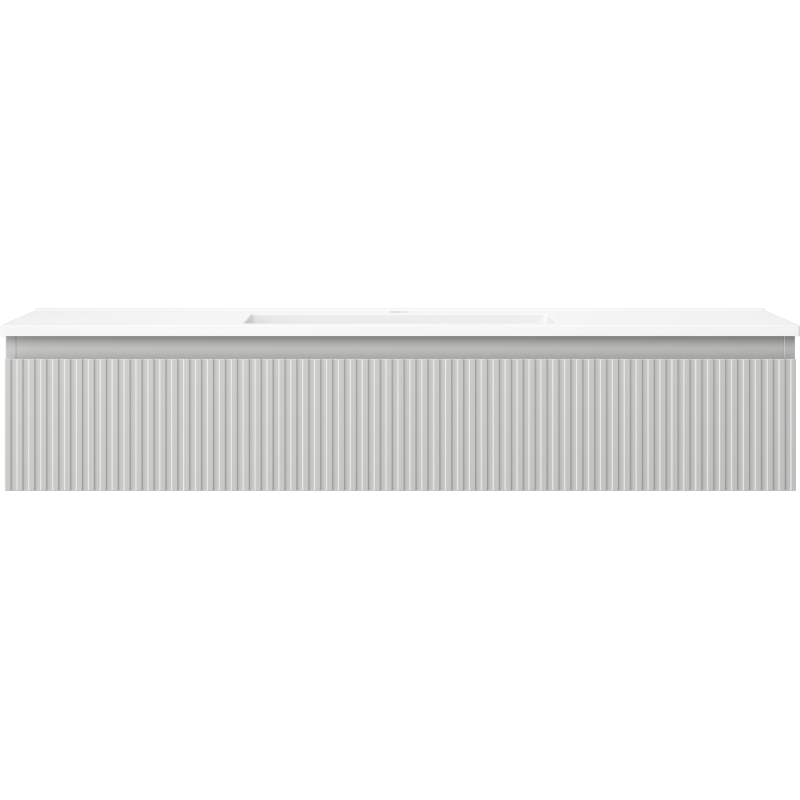 Mexen Rivel Badezimmerschrank 120 cm mit Waschbecken Otis, 1 Schublade, geriffelt, grau matt/weiß matt