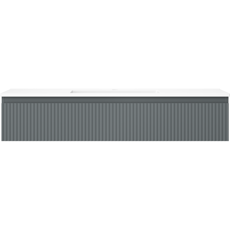 Mexen Rivel Badezimmerschrank 120 cm mit Waschbecken Otis, 1 Schublade, gerillt, Graphit matt/weiß matt -