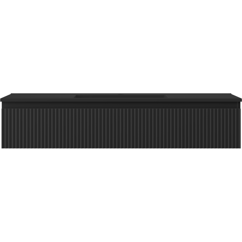 Mexen Rivel Badezimmerschrank 120 cm mit Waschbecken Otis, 1 Schublade, geriffelt, schwarz matt - 91A20-12023-1-BF71-W18M71