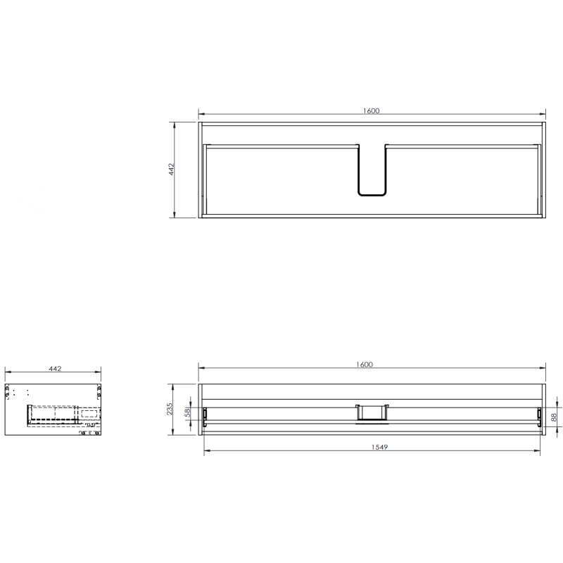 Mexen Rivel Badezimmerschrank 160 cm mit Waschbecken Otis, 1 Schublade, geriffelt, grau matt/weiß matt