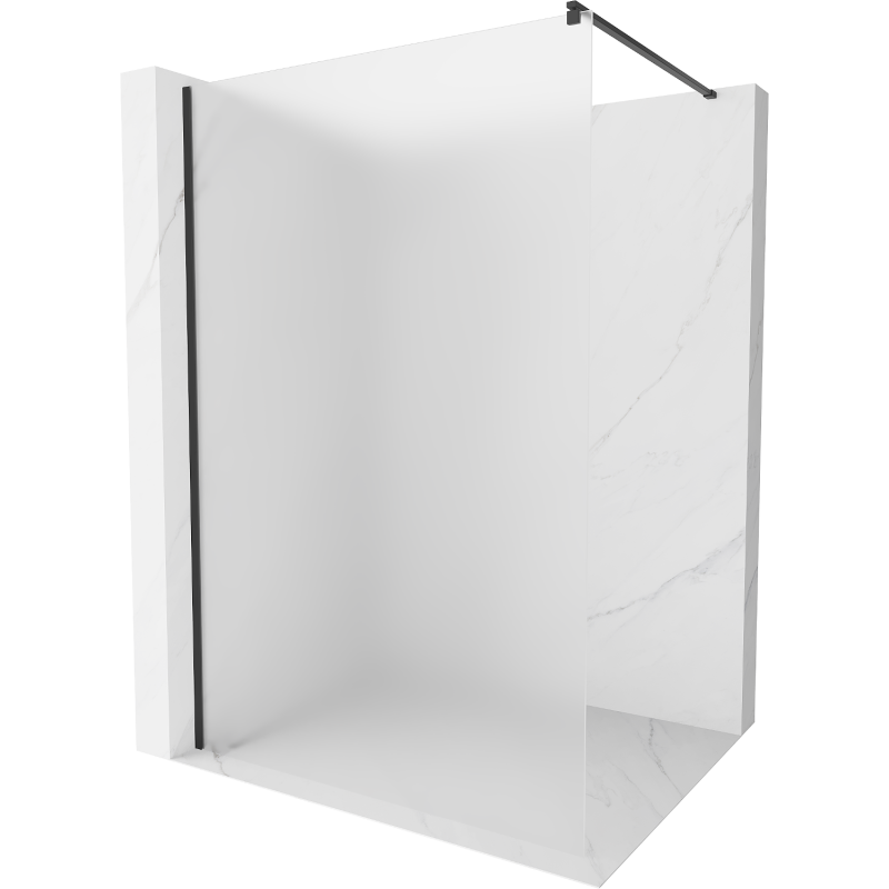 Mexen Kioto Duschwand Walk-in 130 x 200 cm, Frost 8 mm, Schwarz - 800-130-101-70-30