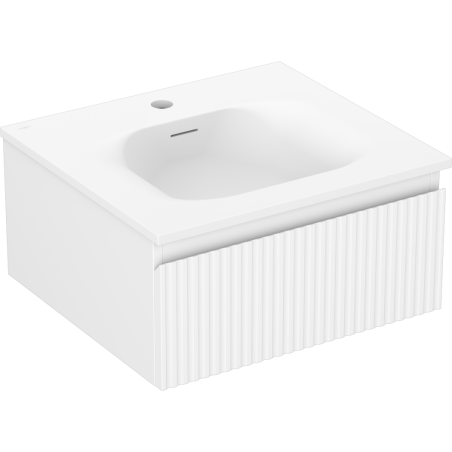 Mexen Rivel Badezimmerschrank 50 cm mit Waschbecken Vela, 1 Schublade, geriffelt, weiß matt - 91A20-05023-1-BF01-W23M01