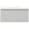 Mexen Rivel Badezimmerschrank 50 cm mit Waschbecken Vela, 1 Schublade, geriffelt, grau matt/weiß matt