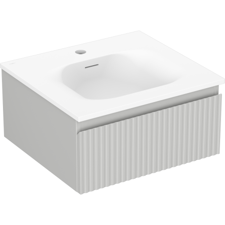 Mexen Rivel Badezimmerschrank 50 cm mit Waschbecken Vela, 1 Schublade, gerillt, grau matt/weiß matt - 91A20-05023-1-BF62-W23M01