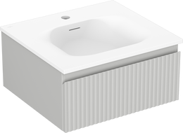 Mexen Rivel Badezimmerschrank 50 cm mit Waschbecken Vela, 1 Schublade, gerillt, grau matt/weiß matt - 91A20-05023-1-BF62-W23M01