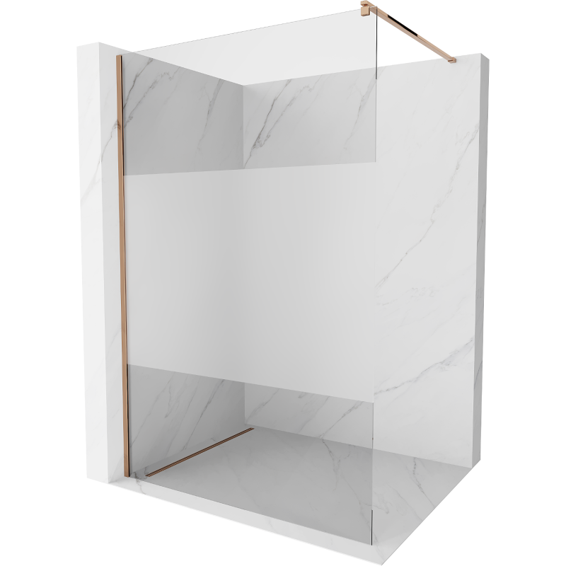Mexen Kioto Duschwand Walk-in 130 x 200 cm, transparent/Satiniert 8 mm, Roségold - 800-130-101-60-35