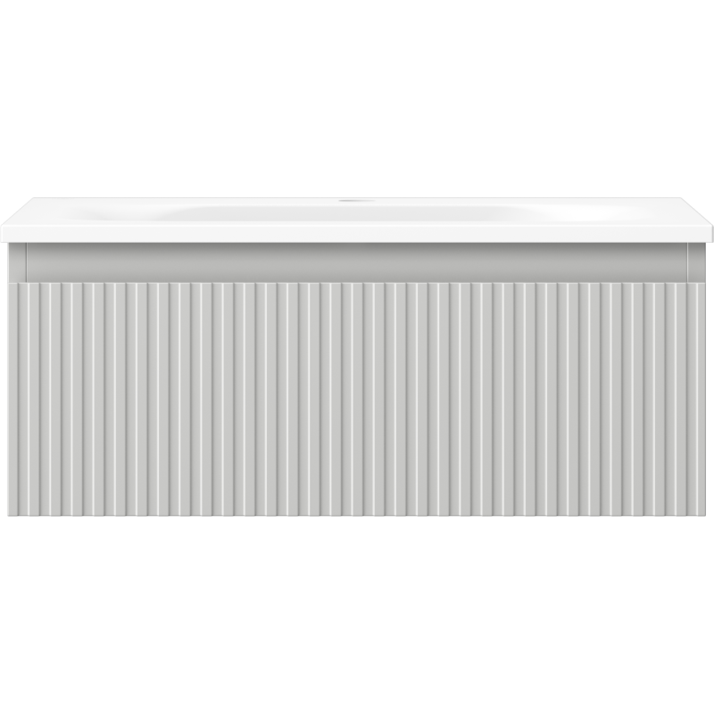 Mexen Rivel Badezimmerschrank 60 cm mit Waschbecken Vela, 1 Schublade, gerillt, grau matt/weiß matt - 91A20-06023-1-BF62-W23M01