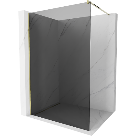 Mexen Kioto Walk-in Duschwand 130 x 200 cm, Graphit 8 mm, Gold - 800-130-101-50-40
