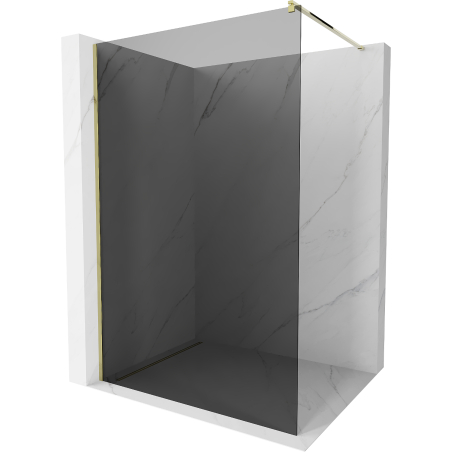 Mexen Kioto Duschwand Walk-in 140 x 200 cm, Graphit 8 mm, Gold - 800-140-101-50-40