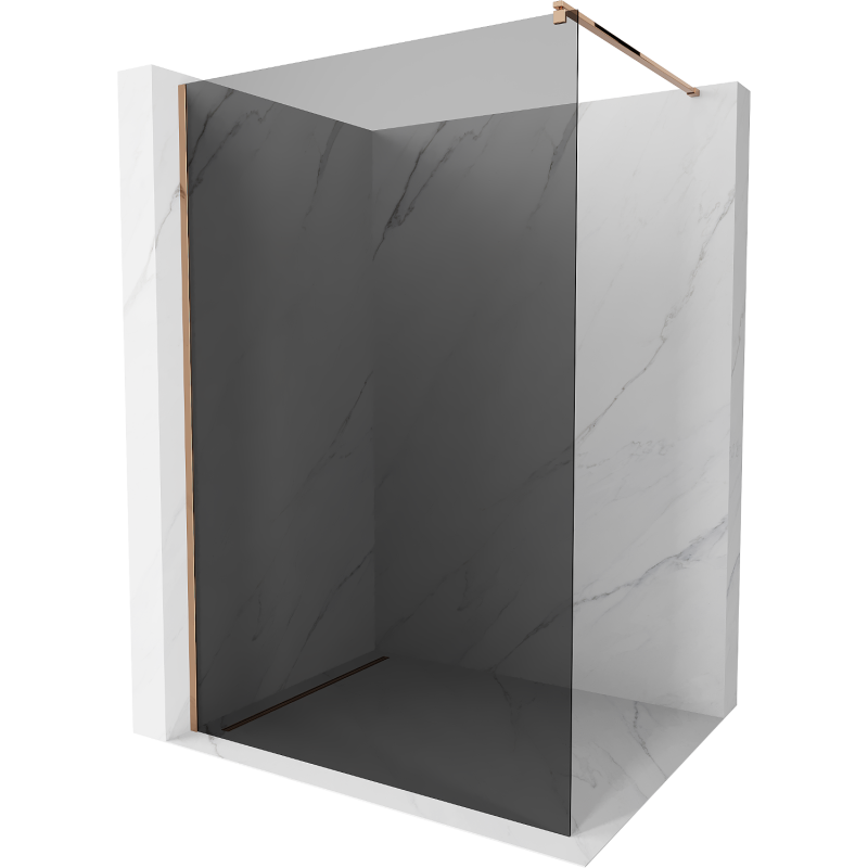 Mexen Kioto Walk-in Duschwand 130 x 200 cm, Graphit 8 mm, Roségold - 800-130-101-60-40