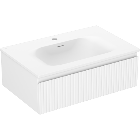 Mexen Rivel Badezimmerschrank 70 cm mit Waschbecken Vela, 1 Schublade, geriffelt, weiß matt - 91A20-07023-1-BF01-W23M01