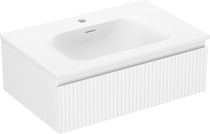 Mexen Rivel Badezimmerschrank 70 cm mit Waschbecken Vela, 1 Schublade, geriffelt, weiß matt - 91A20-07023-1-BF01-W23M01