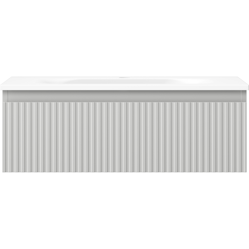 Mexen Rivel Badezimmermöbel 70 cm mit Waschbecken Vela, 1 Schublade, gerillt, grau matt/weiß matt - 91A20-07023-1-BF62-W23M01