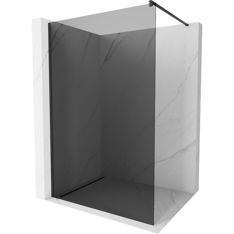 Mexen Kioto Duschwand Walk-in 140 x 200 cm, Graphit 8 mm, Schwarz - 800-140-101-70-40