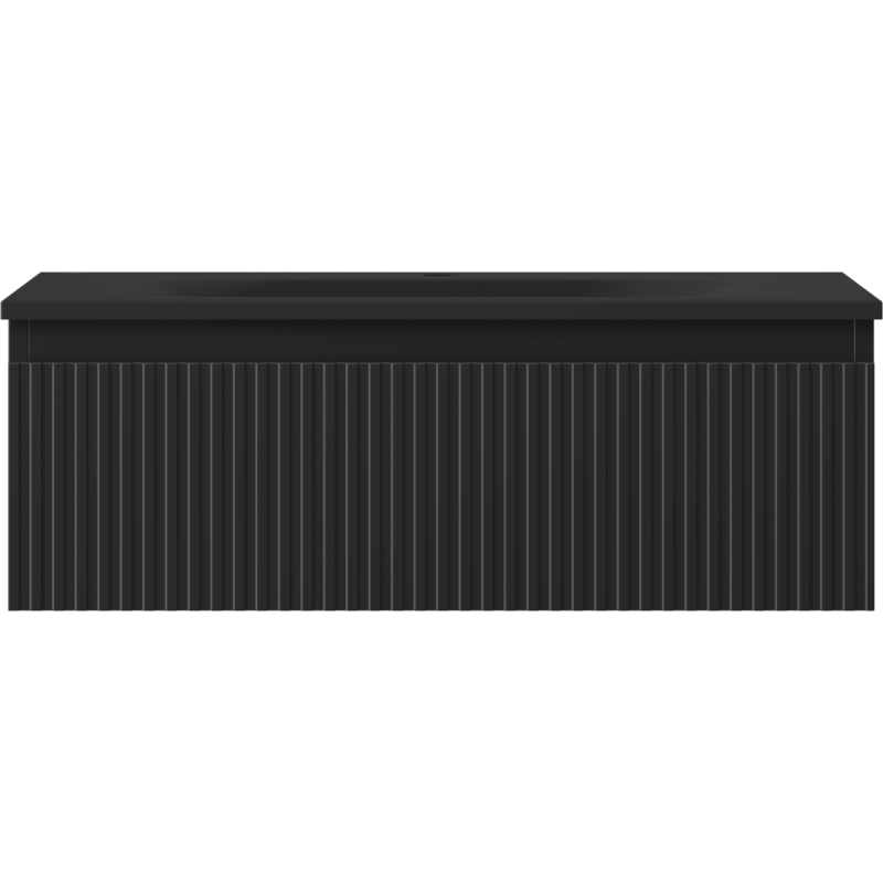 Mexen Rivel Badezimmerschrank 70 cm mit Waschbecken Vela, 1 Schublade, gerillt, schwarz matt - 91A20-07023-1-BF71-W23M71