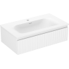 Mexen Rivel 80 cm Badezimmer-Unterschrank mit Waschbecken Vela, 1 Schublade, geriffelt, Weiß Matt - 91A20-08023-1-BF01-W23M01