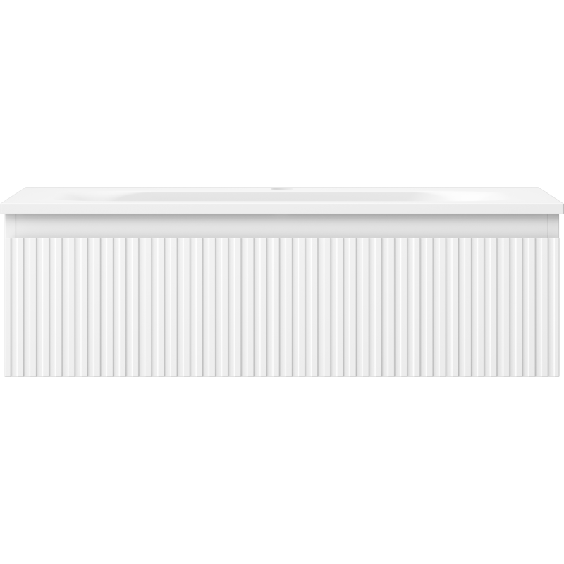 Mexen Rivel 80 cm Badezimmer-Unterschrank mit Waschbecken Vela, 1 Schublade, geriffelt, Weiß Matt - 91A20-08023-1-BF01-W23M01
