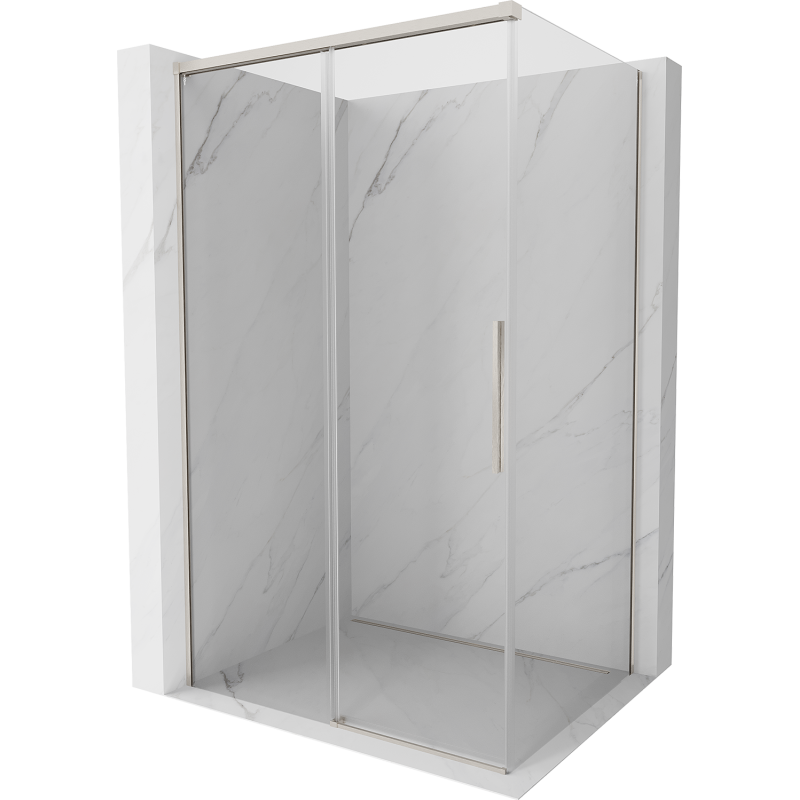 Mexen Rox Duschkabine Schiebetür 140 x 90 cm, transparent, gebürsteter Nickel - 8C2-140-090-97-00