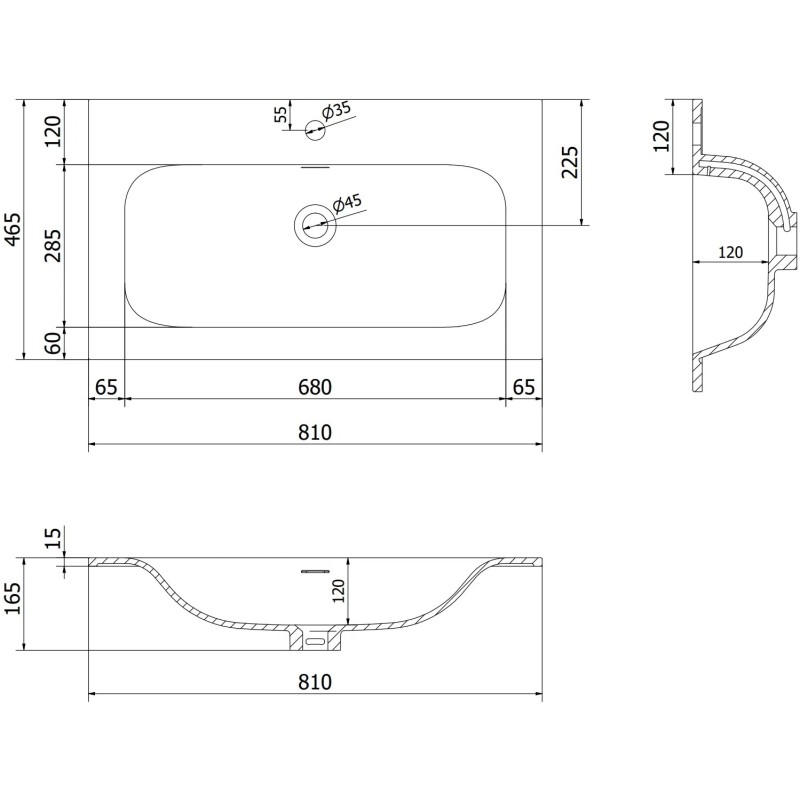 Mexen Rivel Badezimmerschrank 80 cm mit Waschbecken Vela, 1 Schublade, gerillt, grau matt/weiß matt - 91A20-08023-1-BF62-W23M01