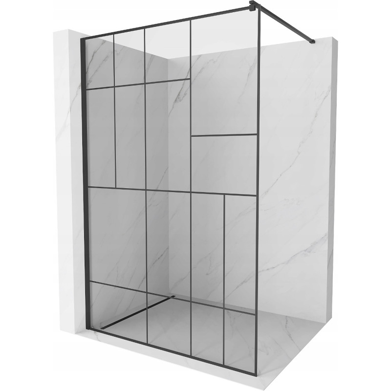 Mexen Kioto Duschwand Walk-in 80 x 200 cm, schwarzes Muster 8 mm, schwarz - 800-080-101-70-78
