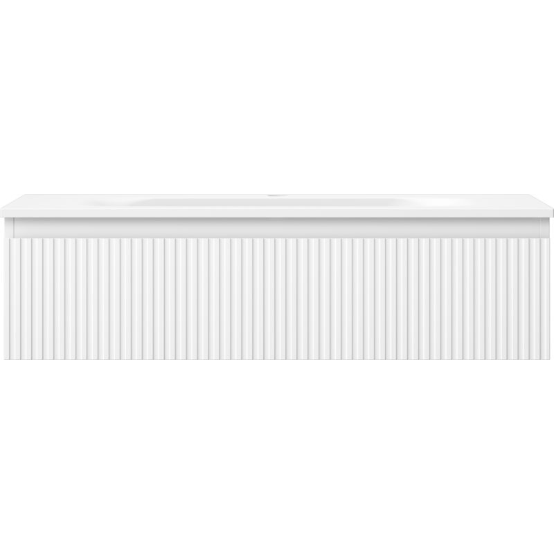 Mexen Rivel Badezimmerunterschrank 90 cm mit Waschbecken Vela, 1 Schublade, geriffelt, weiß matt - 91A20-09023-1-BF01-W23M01