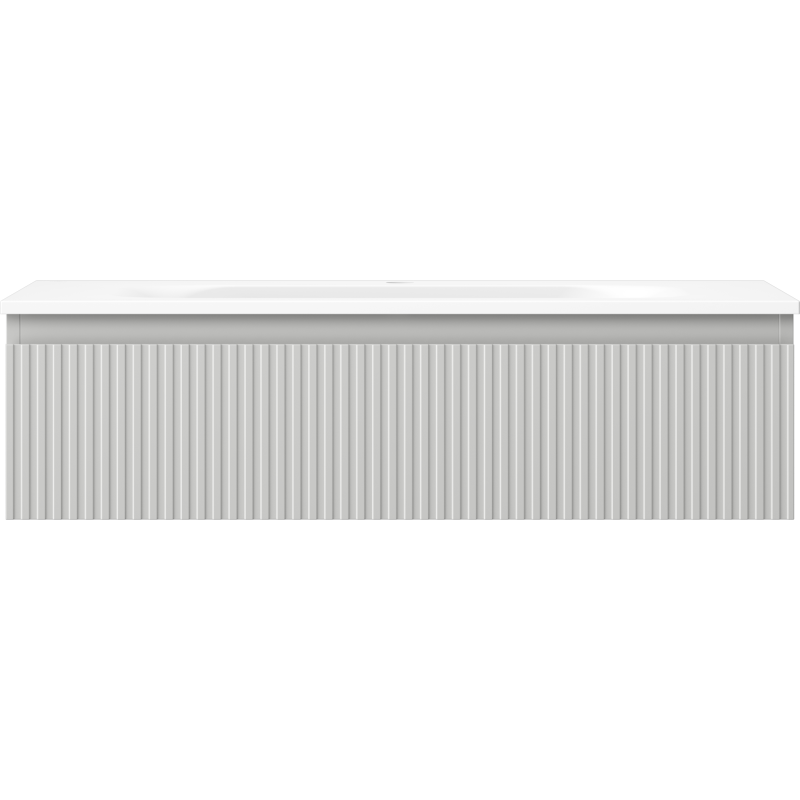 Mexen Rivel Badezimmermöbel 90 cm mit Waschbecken Vela, 1 Schublade, geriffelt, grau matt/weiß matt - 91A20-09023-1-BF62-W23M01