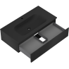 Mexen Rivel Badezimmerschrank 90 cm mit Waschbecken Vela, 1 Schublade, geriffelt, schwarz matt - 91A20-09023-1-BF71-W23M71
