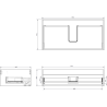 Mexen Rivel Badezimmerschrank 90 cm mit Waschbecken Vela, 1 Schublade, geriffelt, schwarz matt - 91A20-09023-1-BF71-W23M71