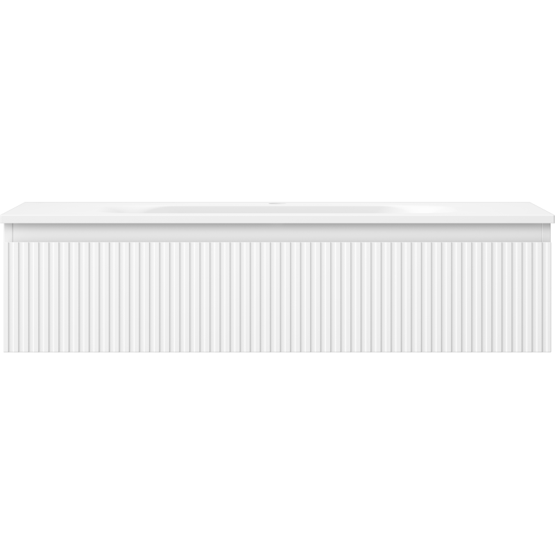 Mexen Rivel Badezimmerschrank 100 cm mit Waschbecken Vela, 1 Schublade, geriffelt, weiß matt - 91A20-10023-1-BF01-W23M01