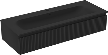 Mexen Rivel Badezimmerschrank 120 cm mit Waschbecken Vela, 1 Schublade, gerillt, schwarz matt - 91A20-12023-1-BF71-W23M71