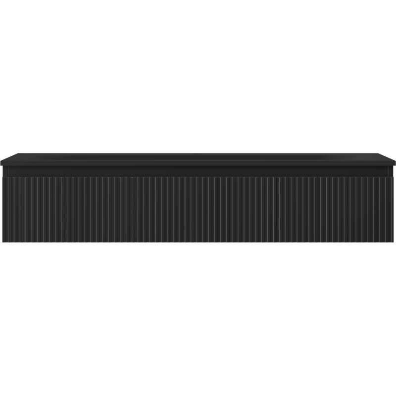 Mexen Rivel Badezimmerschrank 120 cm mit Waschbecken Vela, 1 Schublade, gerillt, schwarz matt - 91A20-12023-1-BF71-W23M71