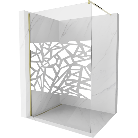 Mexen Kioto Duschwand Walk-in 90 x 200 cm, weißes Muster 8 mm, gold - 800-090-101-50-85