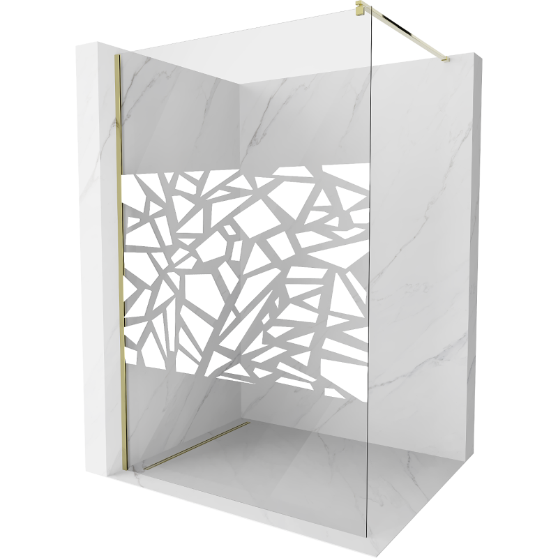 Mexen Kioto Duschwand Walk-in 120 x 200 cm, weißes Muster 8 mm, Gold - 800-120-101-50-85