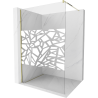 Mexen Kioto Duschwand Walk-in 140 x 200 cm, weißes Muster 8 mm, gold - 800-140-101-50-85