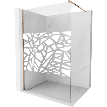 Mexen Kioto Walk-in-Duschabtrennung 70 x 200 cm, weißes Muster 8 mm, Roségold - 800-070-101-60-85