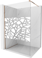 Mexen Kioto Walk-in-Duschwand 80 x 200 cm, weißes Muster 8 mm, Roségold - 800-080-101-60-85