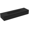 Mexen Rivel Badezimmermöbel 160 cm mit Vela-Waschbecken, 1 Schublade, gerillt, schwarz matt - 91A20-16023-1-BF71-W23M71
