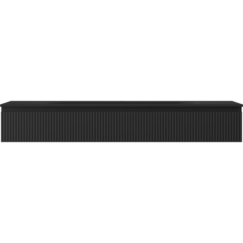 Mexen Rivel Badezimmerschrank 160 cm mit Waschbecken Vela, 1 Schublade, geriffelt, schwarz matt - 91A20-16023-1-BF71-W23M71