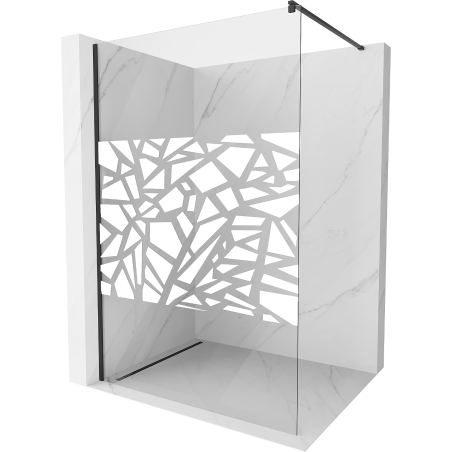 Mexen Kioto Duschwand Walk-in 80 x 200 cm, weißes Muster 8 mm, schwarz - 800-080-101-70-85