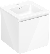 Mexen Orio Badezimmerschrank 45 cm mit Waschbecken Otis, 1 Schublade, weiß glänzend - 91A10-04547-1-BF00-W18M00