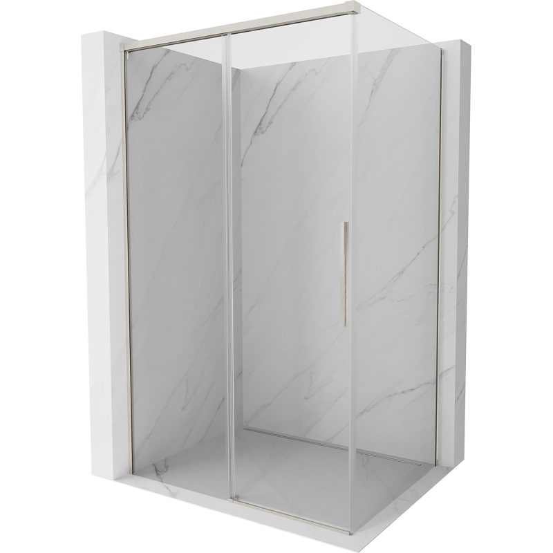 Mexen Rox Schiebeduschkabine 140 x 100 cm, transparent, gebürsteter Nickel - 8C2-140-100-97-00