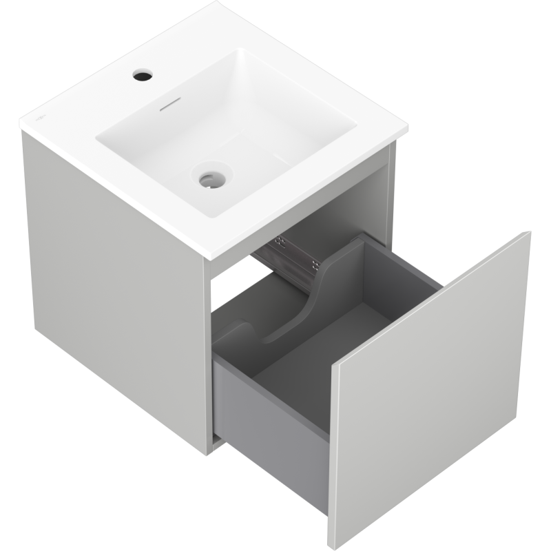 Mexen Orio Badezimmermöbel 45 cm mit Waschbecken Otis, 1 Schublade, graumatt/weißmatt - 91A10-04547-1-BF62-W18M01