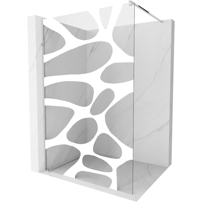 Mexen Kioto Walk-In-Duschwand 70 x 200 cm, weiße Welle 8 mm, Chrom - 800-070-101-01-97