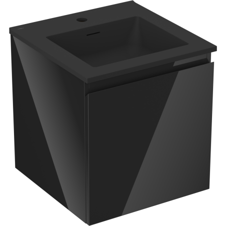 Mexen Orio Badezimmerschrank 45 cm mit Waschbecken Otis, 1 Schublade, schwarz glänzend/schwarz matt - 91A10-04547-1-BF70-W18M71