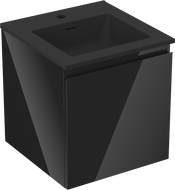 Mexen Orio Badezimmerschrank 45 cm mit Waschbecken Otis, 1 Schublade, schwarz glänzend/schwarz matt - 91A10-04547-1-BF70-W18M71