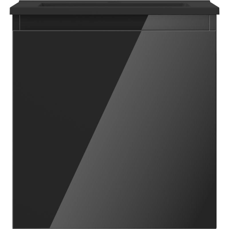 Mexen Orio Badezimmerschrank 45 cm mit Waschbecken Otis, 1 Schublade, schwarz glänzend/schwarz matt - 91A10-04547-1-BF70-W18M71