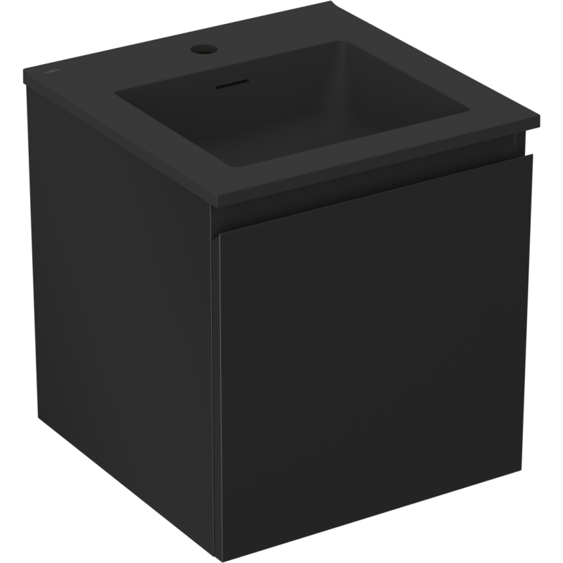Mexen Orio Badezimmerschrank 45 cm mit Waschbecken Otis, 1 Schublade, schwarz matt - 91A10-04547-1-BF71-W18M71