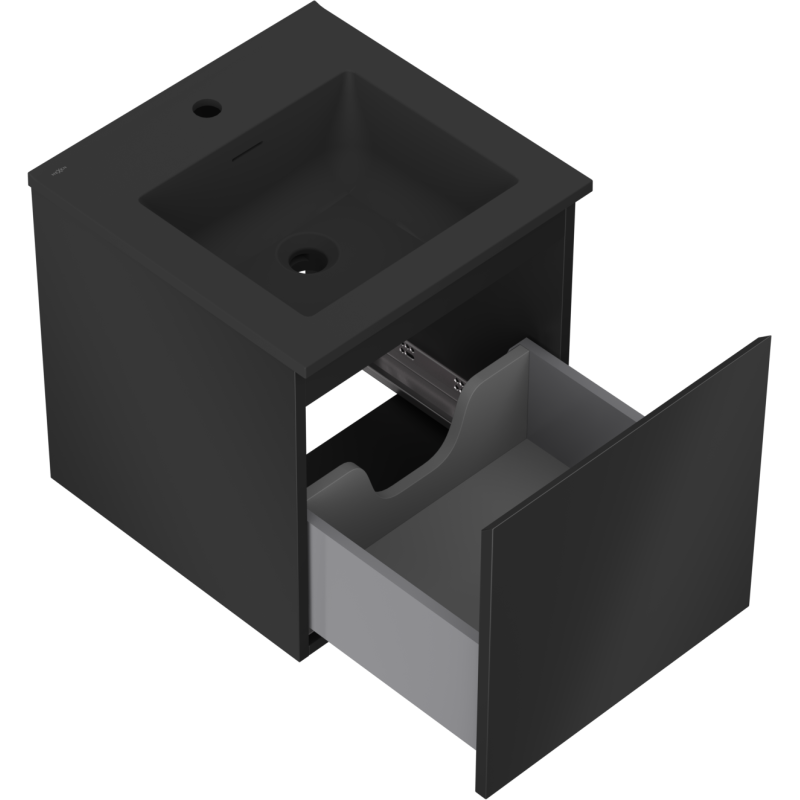 Mexen Orio Badezimmerschrank 45 cm mit Waschbecken Otis, 1 Schublade, schwarz matt - 91A10-04547-1-BF71-W18M71