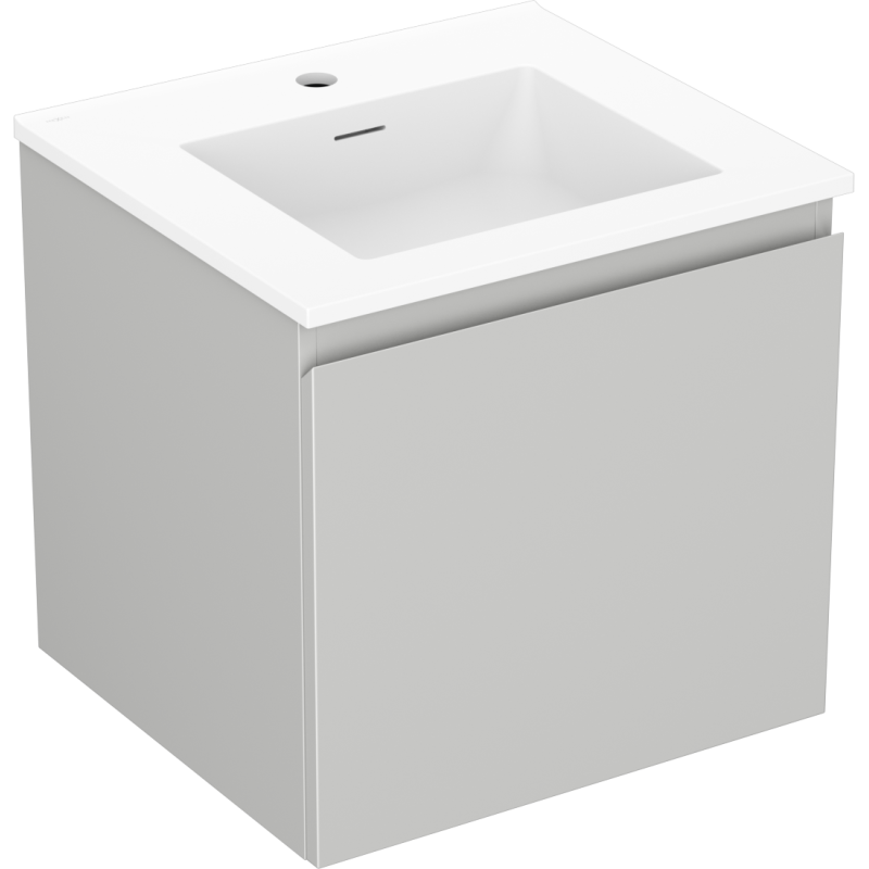 Mexen Orio Badezimmerschrank 50 cm mit Waschbecken Otis, 1 Schublade, grau matt/weiß matt - 91A10-05047-1-BF62-W18M01